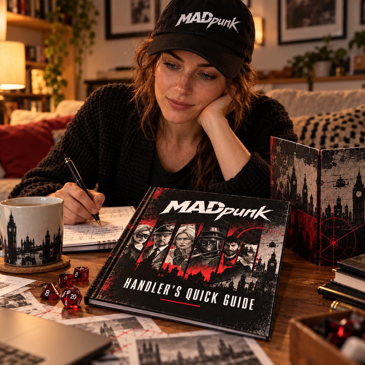 A Handler taking notes beside the Handler's Quick Guide and a Handler's screen