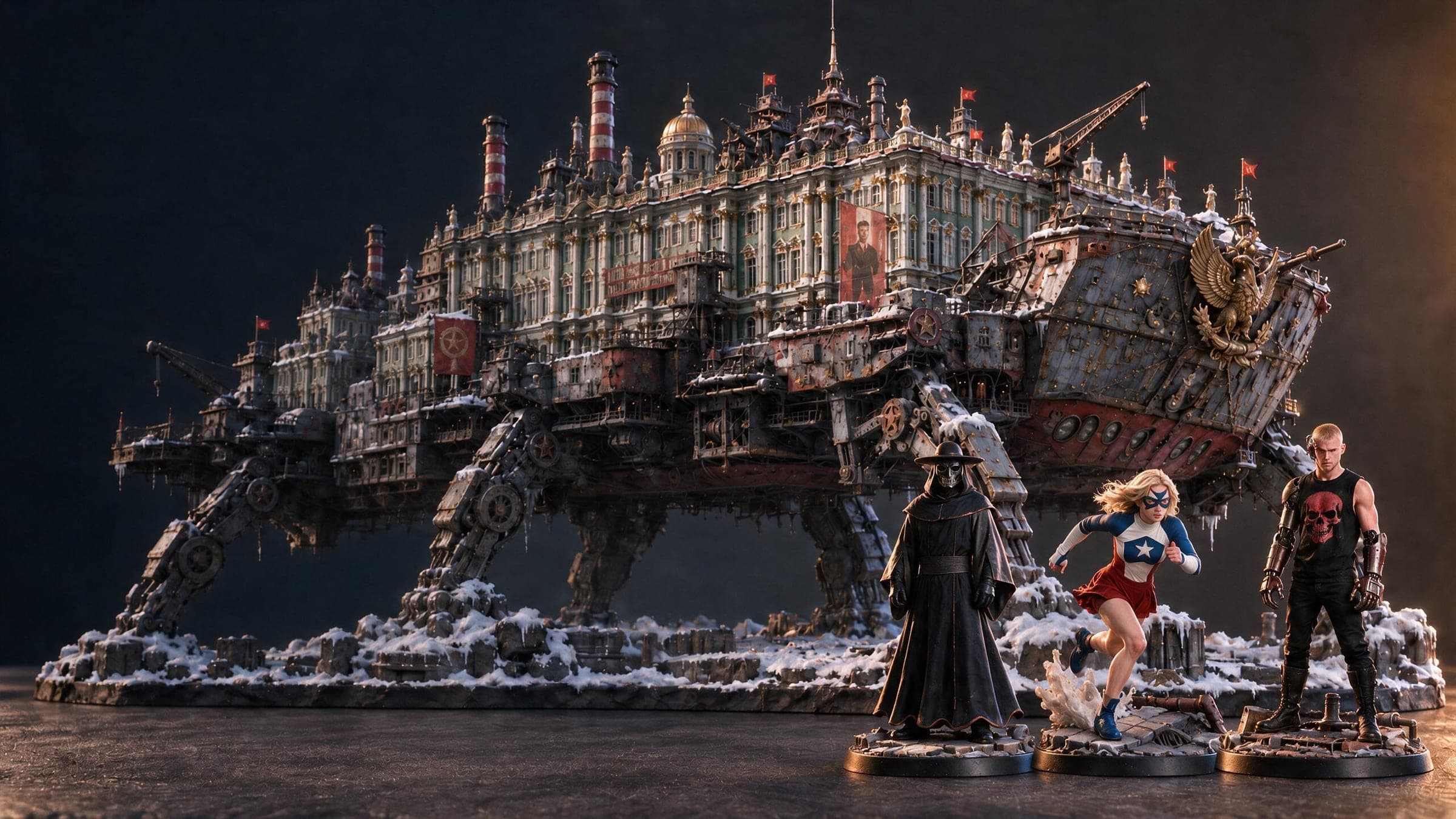 The first MADpunk miniatures: Liberty Belle, Oranger, Ilya Zorin and Mater Zima