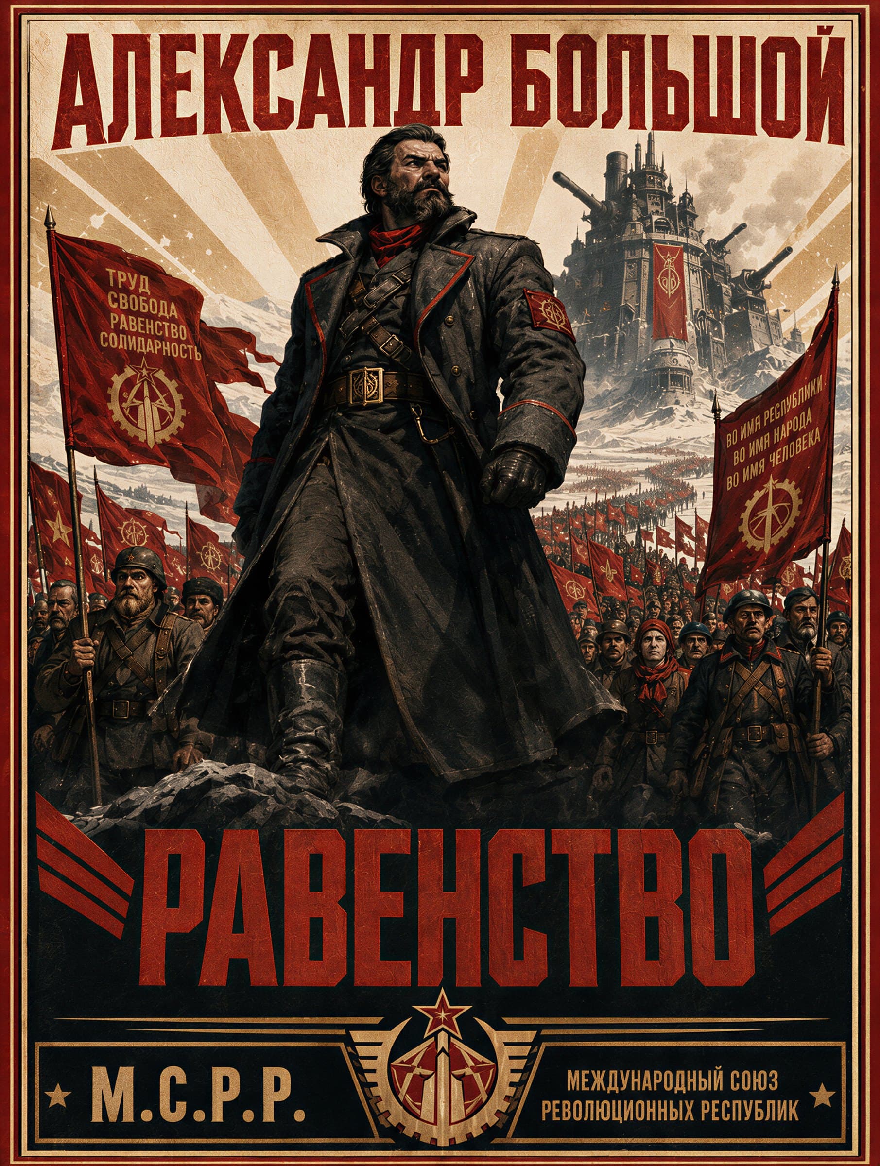 Red Bloc propaganda poster: the Hegemon Alexandr Bol'shoy
